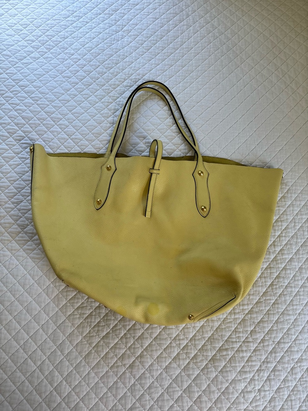 Annabel Ingall Yellow Pebbled leather large Tote Bag purse